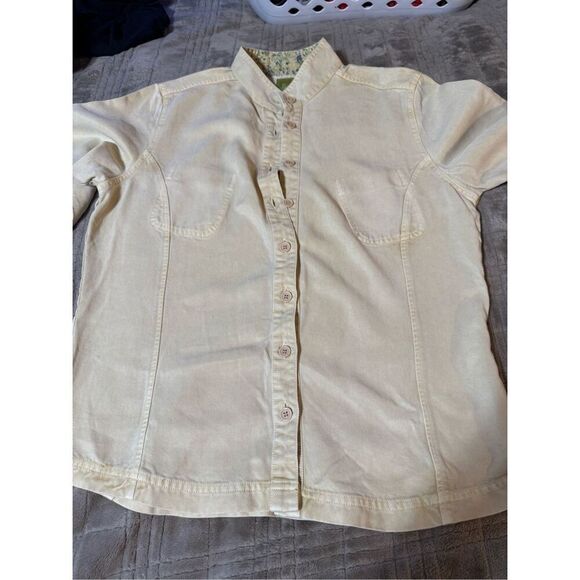 Pulp women's Mandarin collar tencel tan long sleeve button-up shirt M - Picture 8 of 8